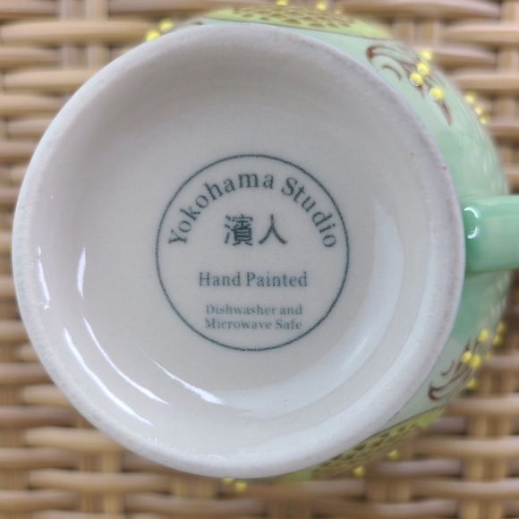 Yokohama Studio Footed Cup Floral Mug Pineapple Green Yellow Hand Painted - Picture 13 of 13